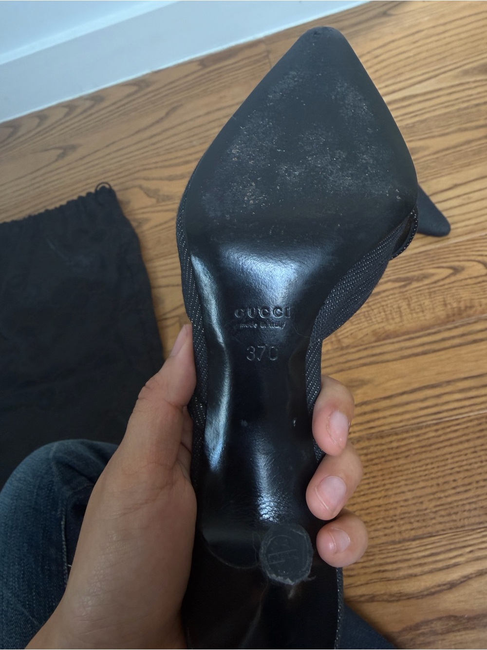 Gucci 2001 Tom Ford Black Denim Kitten Heels - Picture 3 of 4